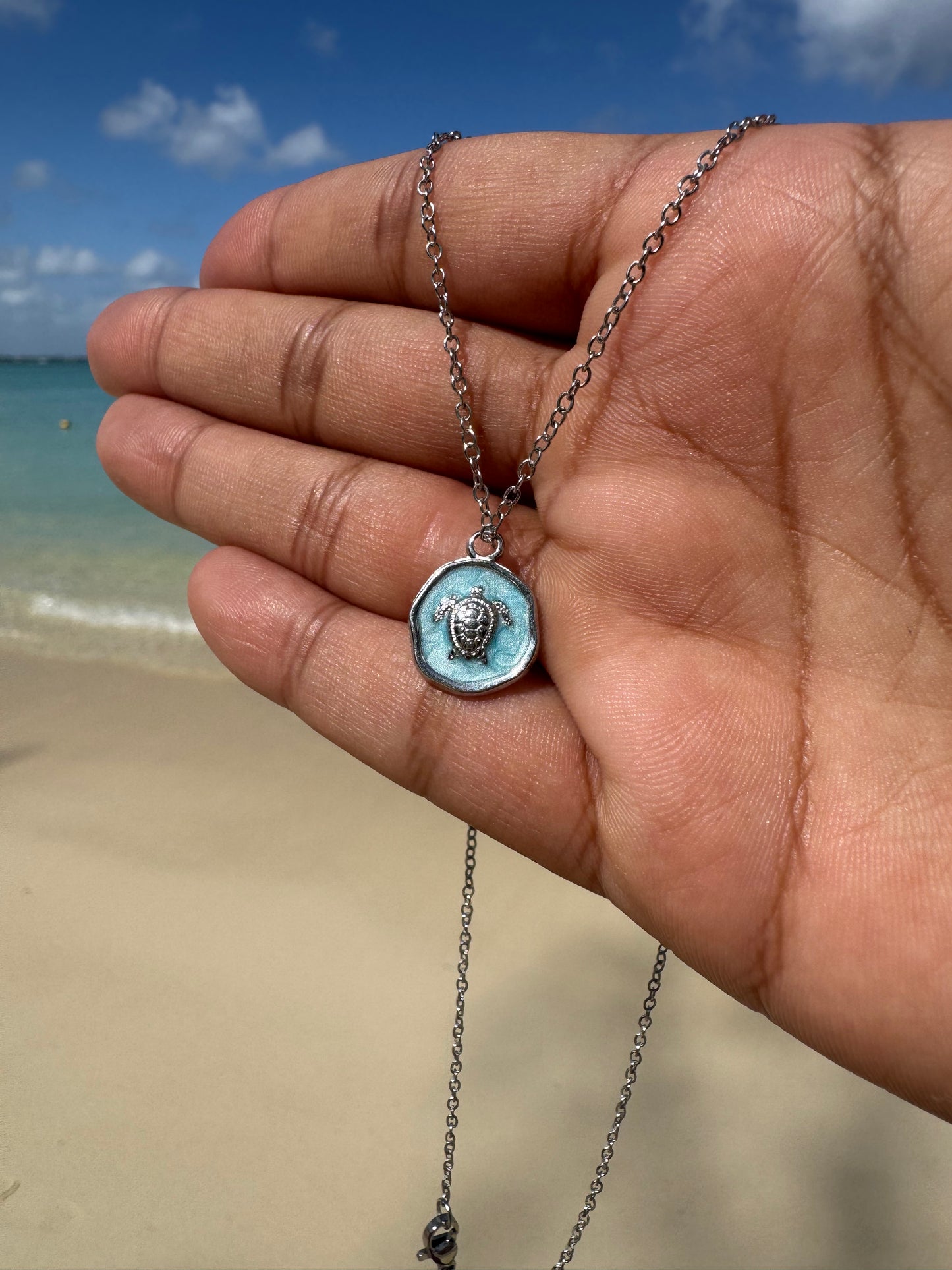 Collier tortue argenté, ACIER inoxydable