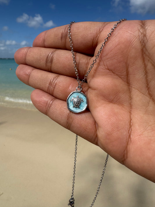 Collier tortue argenté, ACIER inoxydable